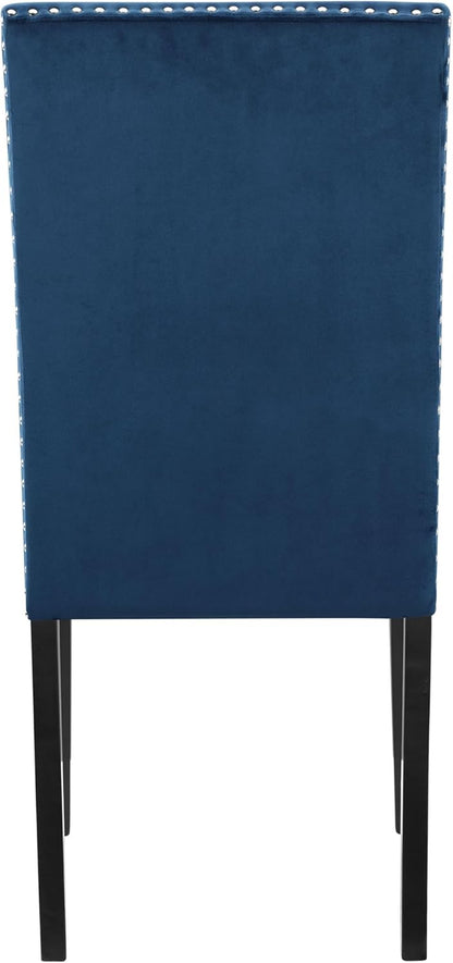 Celeste Blue Velvet Upholstered Dining Chair, Set of 2