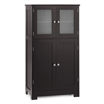 Bathroom Floor Storage Cabinet Kitchen Cupboard W/Doors&Adjustable Shelf Black
