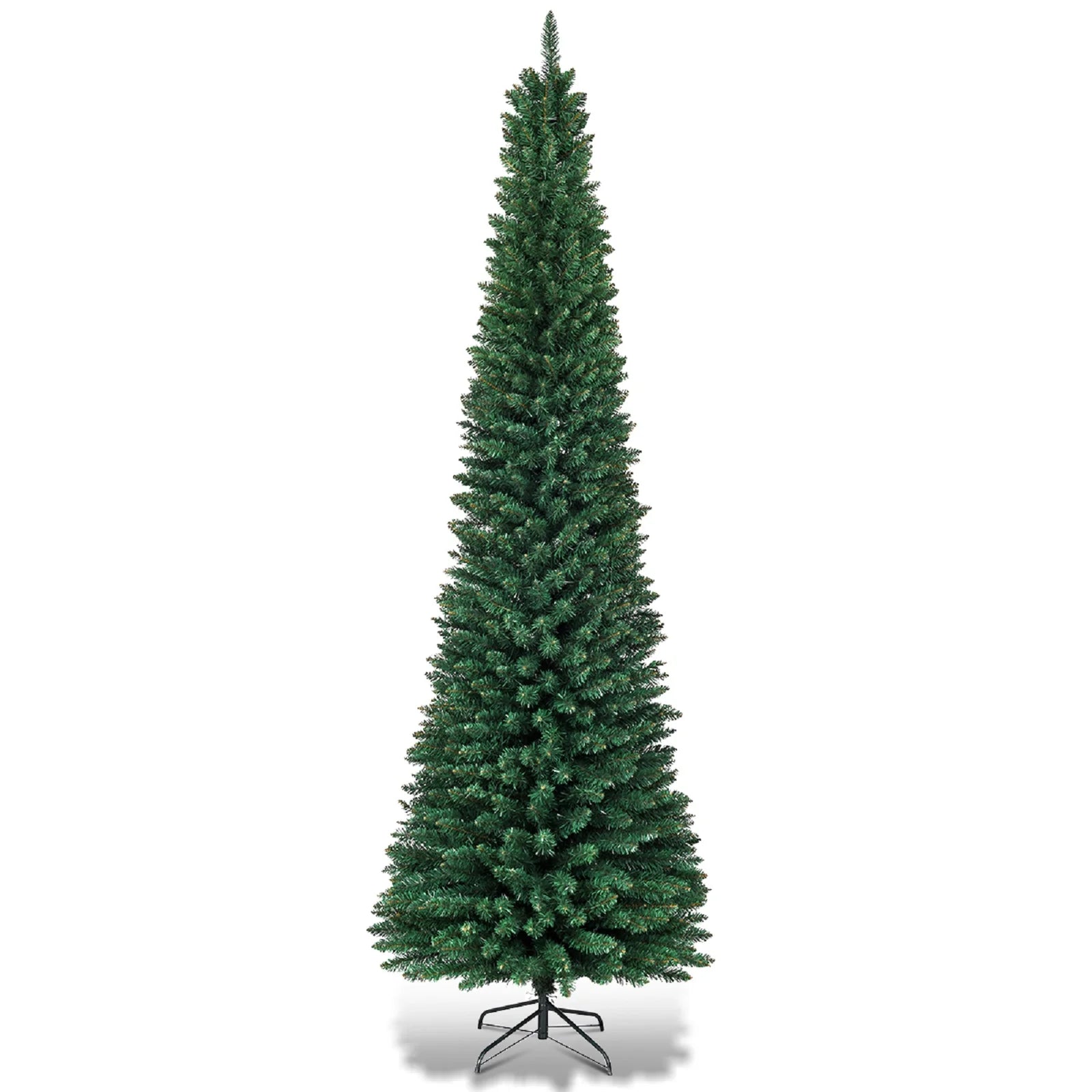 8Ft PVC Artificial Pencil Christmas Tree Slim Stand Green
