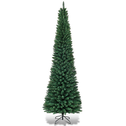 8Ft PVC Artificial Pencil Christmas Tree Slim Stand Green