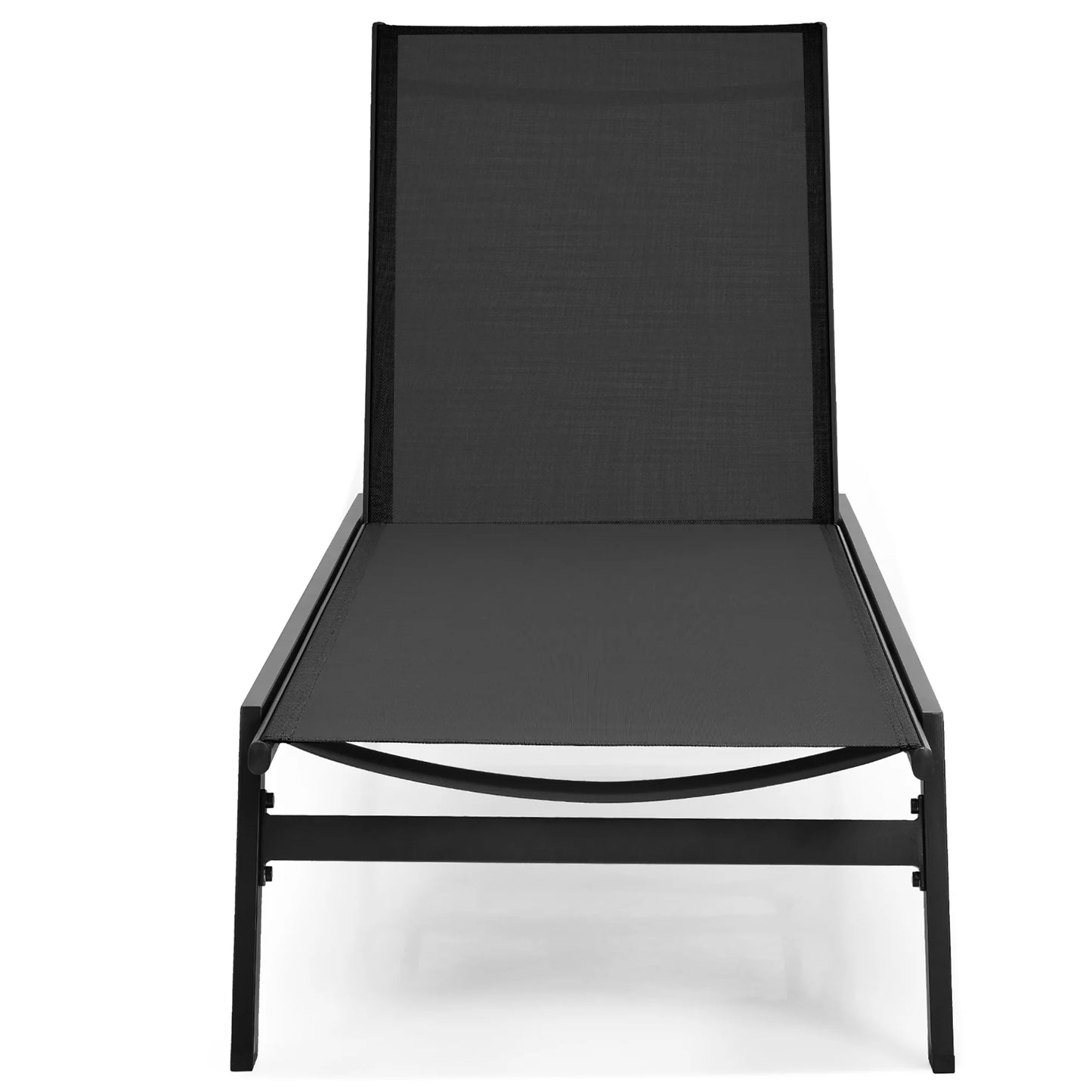 Patio Lounge Chair Chaise Recliner Back Adjustable Garden Deck Black