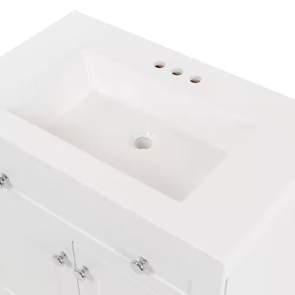 Everdean 31 In. Single Sink White Bath Vanity with White Cultured Marble Top (Assembled)