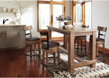 Pinnadel 24.25" Modern Farmhouse Swivel Counter Height Barstool, Light Brown