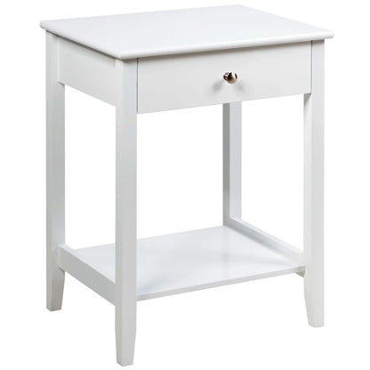 Nightstand End Table Storage Display Bedroom Furniture Drawer Shelf beside White
