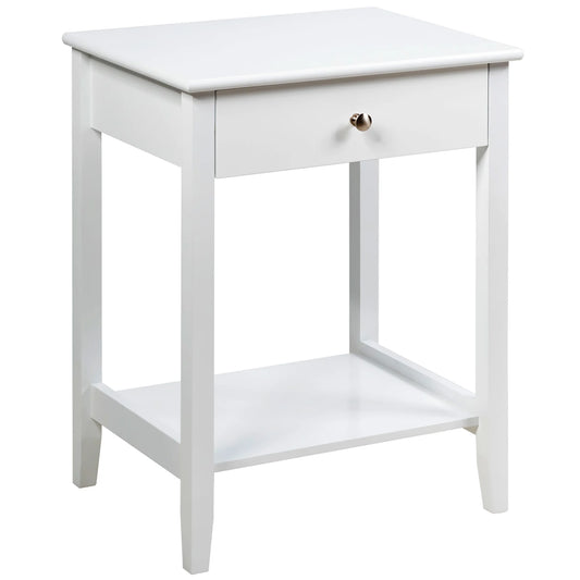 Nightstand End Table Storage Display Bedroom Furniture Drawer Shelf beside White