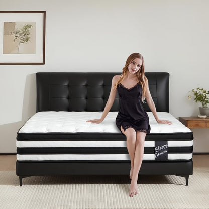 Twin Mattress,  12 Inch Memory Foam Mattress in a Box, Cool Hybrid Individual Pocket Springs Twin Size Mattress with Breathable Knitted Fabric and Edge Support, Medium Firm, White