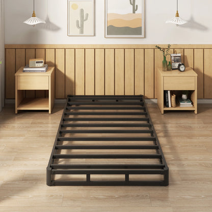 4 Inch Twin Box Spring Heavy Duty Metal Mattress Foundation Bed Base with Fabric Cover, Easy Assembly