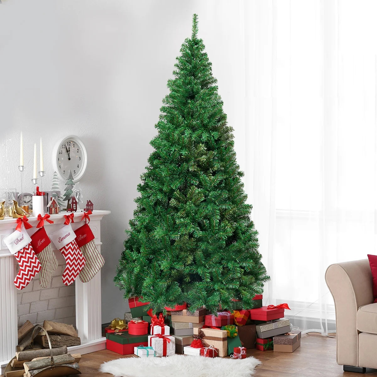 CM19723 7Ft Artificial PVC Christmas Tree W/Stand Holiday Season Indoor & Outdoor, Green