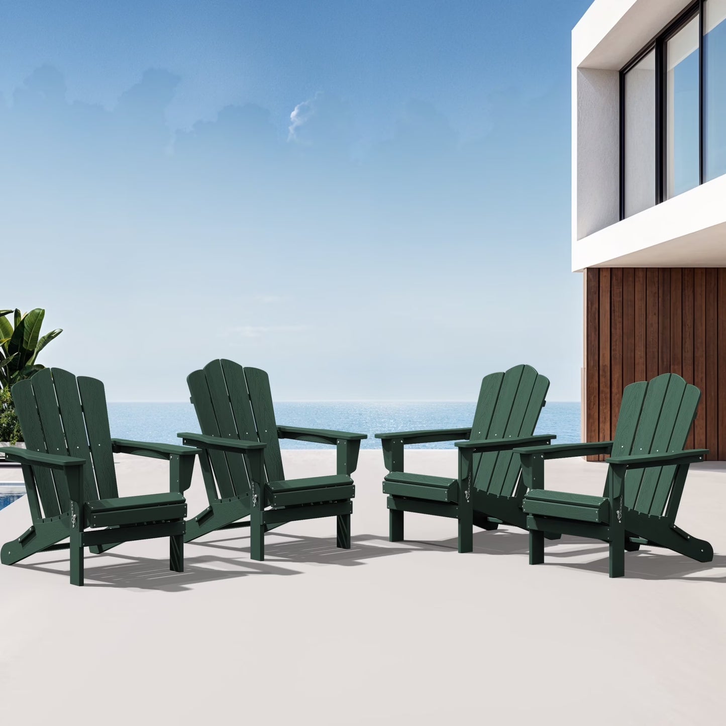 Adirondack Chair, Plastic Folding Outdoor Patio Lawn Chairs, outside HDPE Chairs for Lawn, Yard, Black