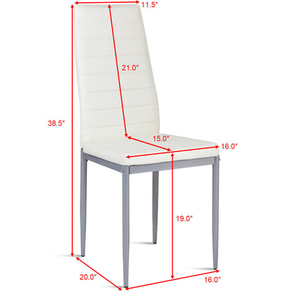Set of 4 PU Leather Dining Side Chairs Elegant Design Home Furniture White