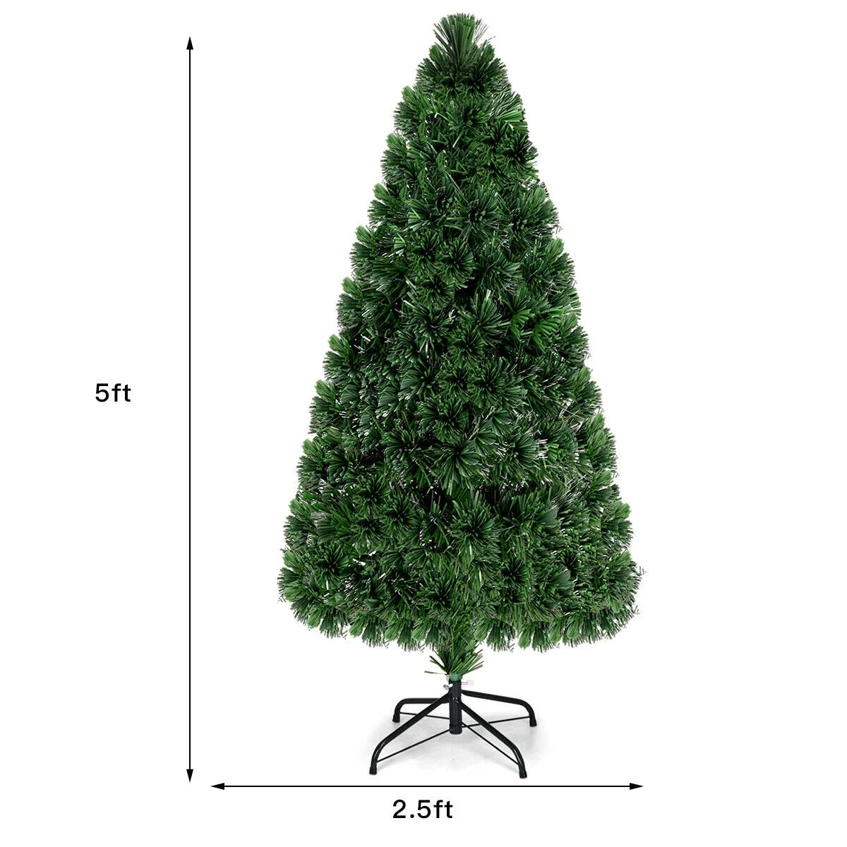 5Ft Pre-Lit Fiber Optic PVC Christmas Tree Metal Holiday