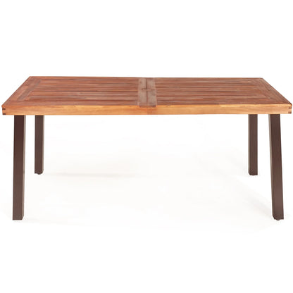 Rectangular Acacia Wood Dining Table Rustic Furniture Indoor &Outdoor