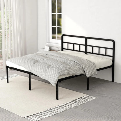 Metal Platform California King Bed Frames with Headboard, 14 Inch No Box Spring Needed Heavy Duty Steel Slat Mattress Foundation/Easy Assembly/Noise Free/Black