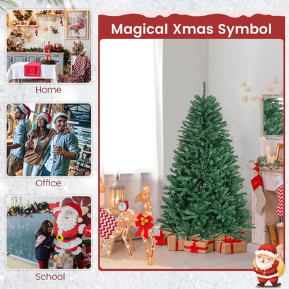 6Ft Hinged Artificial Christmas Tree Unlit Douglas Full Fir Tree W/ 1355 Tips
