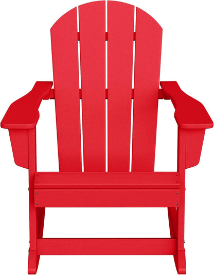WO Home Furniture Patio Rocking Chair Classic Outdoor HDPE UV Weather Resistant (Red)