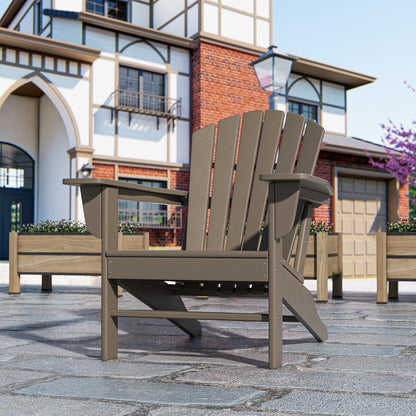 WO Home Furniture Set of 2Pcs HDPE Adirondack Chairs, Traditional Loungers, Retro Poly Seat, All Weather Resistant for Patio, Outdoor, Balcony, Backyard, Lawn, Patio, Pool, Deck, Weathered Wood