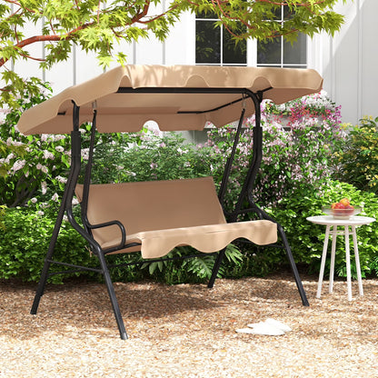 Patio 3 Seats Canopy Porch Swing Glider Hammock Cushioned Steel Frame Outdoor Black