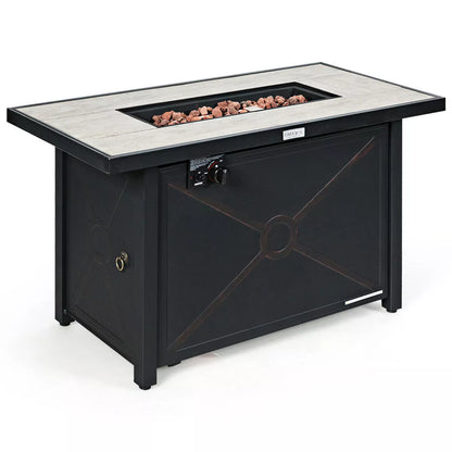 Costway 60,000 BTU 42'' Rectangular Propane Gas Fire Pit Heater Outdoor Table W/ Cover