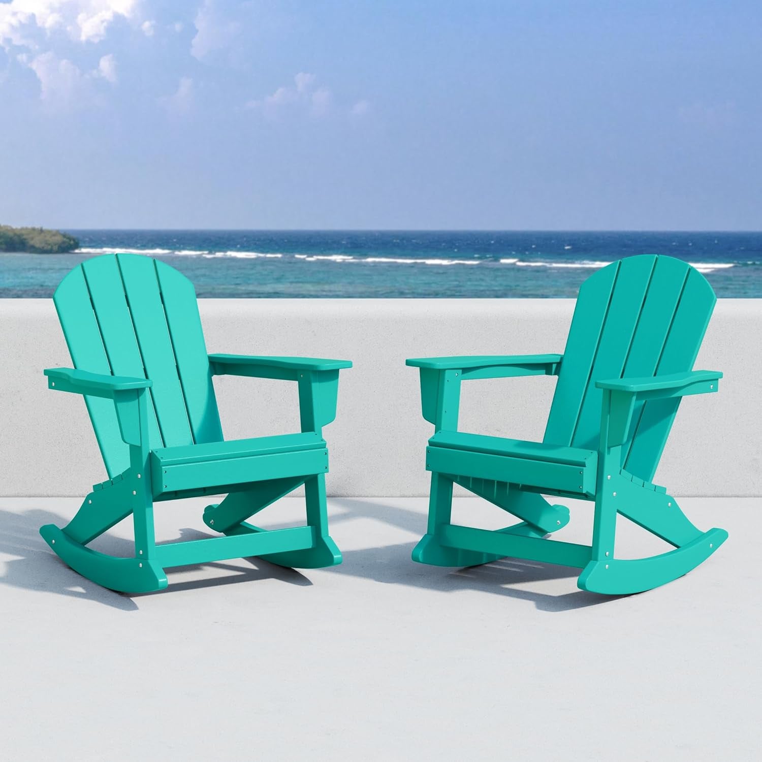 Westin Outdoor Laguna Rocking Poly Adirondack Chair (Set of 2), Turquoise