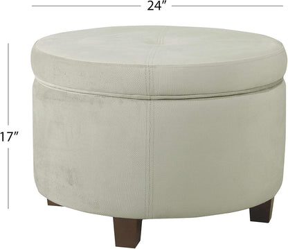Large Velvet Storage Ottoman - Textured Gray