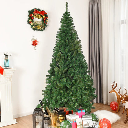 8Ft Artificial PVC Christmas Tree Stand Indoor Outdoor Green