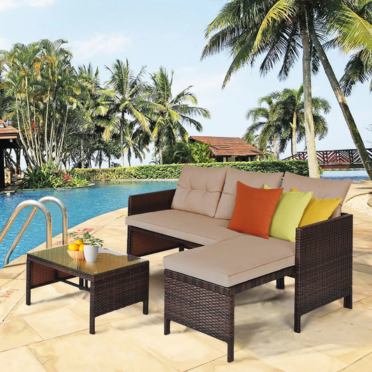 3PCS Outdoor Rattan Sofa Set