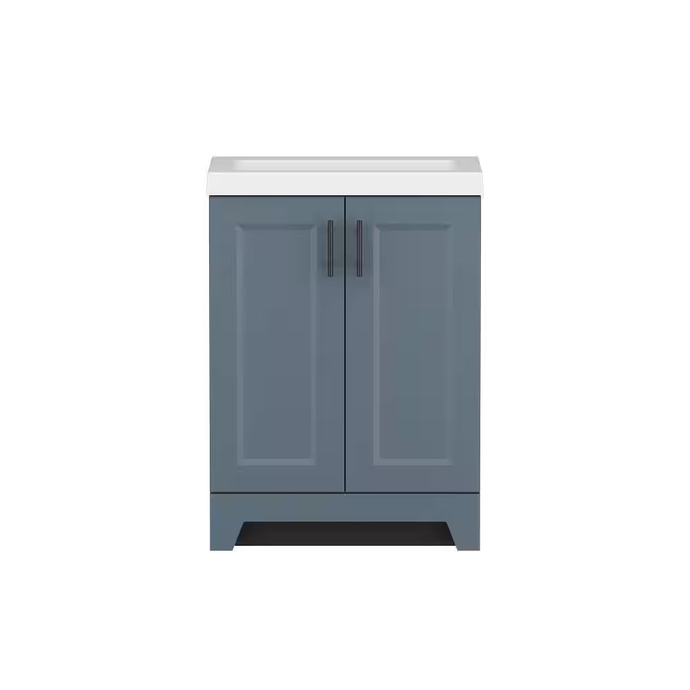 Brindle 24.5 In. W X 16.25 In. D X 33.8 In. H Single Sink Bath Vanity in Steel Blue with White Cultured Marble Top