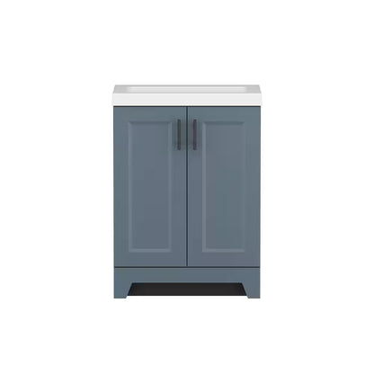 Brindle 24.5 In. W X 16.25 In. D X 33.8 In. H Single Sink Bath Vanity in Steel Blue with White Cultured Marble Top