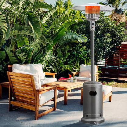 50000 BTU Propane Patio Heater Standing Steel with Wheels Grey