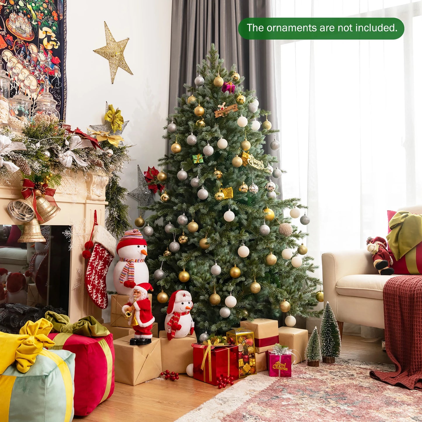 6Ft Artificial Christmas Spruce Hinged Tree W/ 892 Mixed PE & PVC Tips