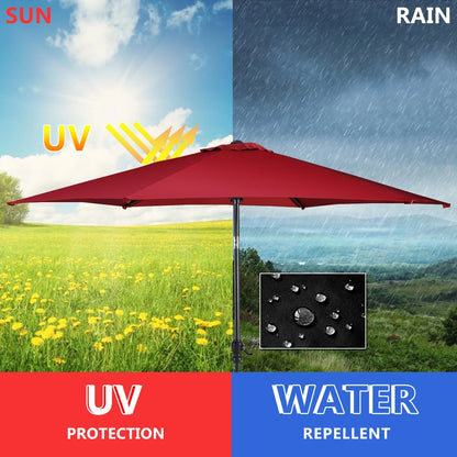 96" Burgundy Solid Print Hexagon Market Patio Umbrella, UV Protective