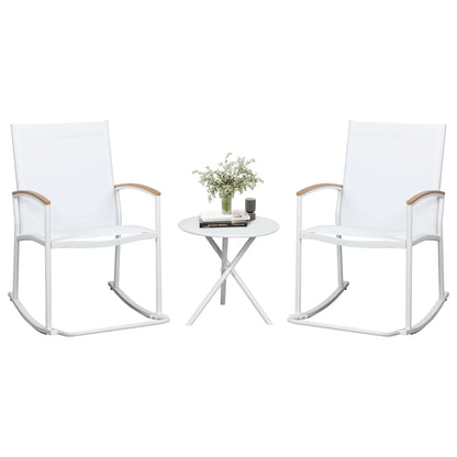 3-Piece Patio Bistro Sets, Outdoor Breathable Rocking Chairs & Black Furniture Conversation Set-Two Chairs with Coffee Table Black