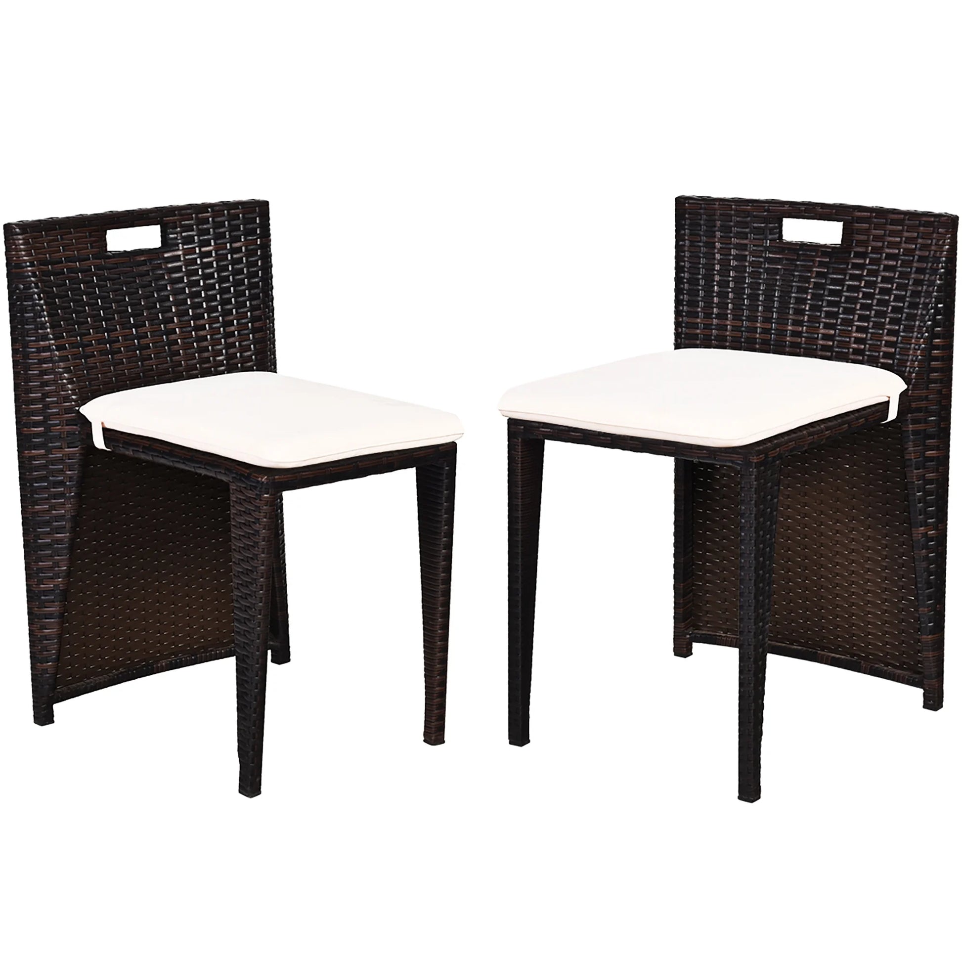 3PCS Outdoor Patio Rattan Furniture Set Space Saving Garden Deck W/Cushion No Assembly