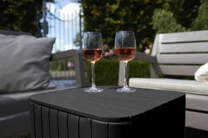 Resin Luzon Outdoor Table with Extra Hidden 10 Gallon Storage for Cushions and Patio Decor, Matte Graphite