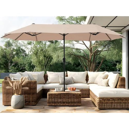 13 FT Patio Umbrella, Patio Umbrellas Double-Sided Twin Outdoor Market Umbrellas with Crank, Outdoor Patio Umbrella