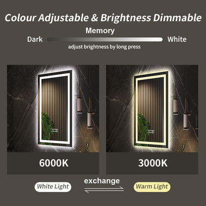 24"X36" Bathroom LED Mirror with Wireless Speaker Wall Switch - Lighted Vanity Mirrors for Bathroom Wall Mounted Backlit, Dimmable Light 3000K/6000K Anti-Fog Makeup Smart Mirror (Vertical)