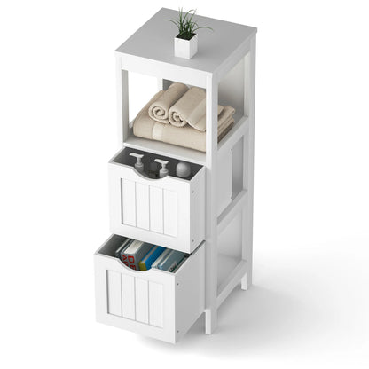 Floor Cabinet Multifunction Bathroom Storage Organizer Rack W/2 Drawers