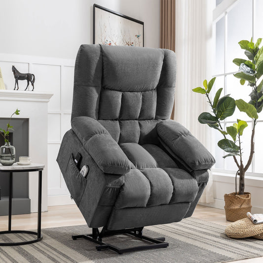 Power Lift Recliner Chair Recliners for Elderly with Heat and Massage Recliner Chair for Living Room with Infinite Position and Side Pocket,Usb Charge Port,Grey