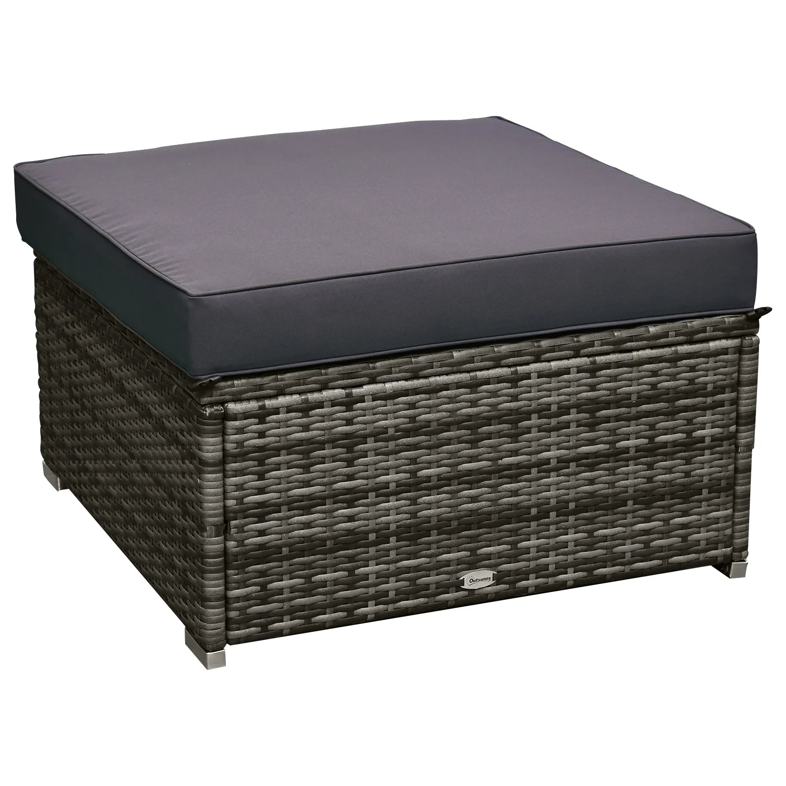 6 Pieces Patio Furniture Sets Outdoor Wicker All Weather PE Rattan Sectional Sofa Set with Ottoman, Cushions & Tempered Glass Desktop, Gray