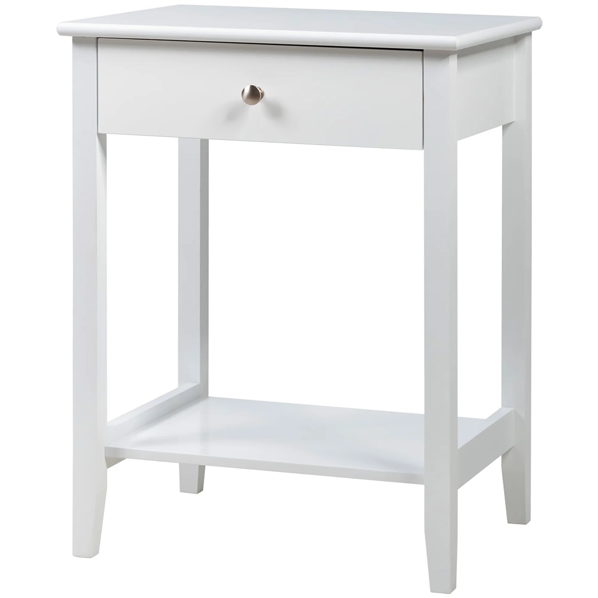 Nightstand End Table Storage Display Bedroom Furniture Drawer Shelf beside White
