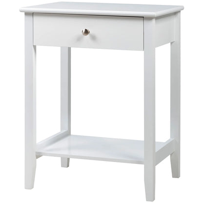 Nightstand End Table Storage Display Bedroom Furniture Drawer Shelf beside White