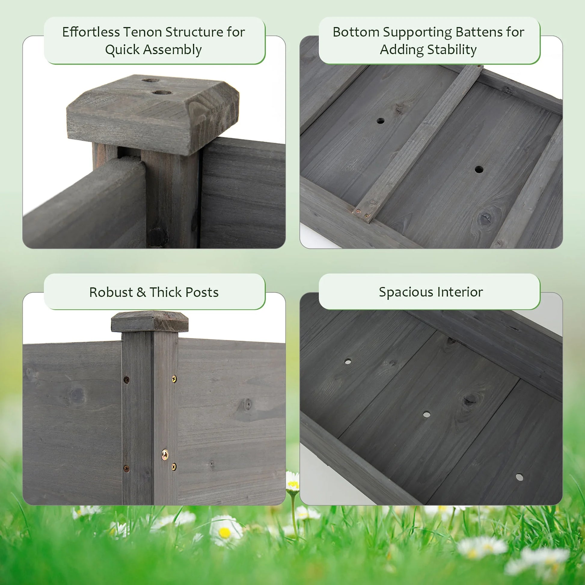 Wooden Raised Vegetable Garden Bed Elevated Grow Vegetable Planter Grey