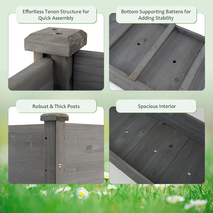 Wooden Raised Vegetable Garden Bed Elevated Grow Vegetable Planter Grey