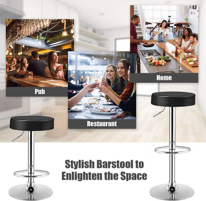 Bar Stool, Modern Swivel Backless round Barstool, PU Leather Armless Bar Chair with Height Adjustable, Chrome Footrest, Sturdy Metal Frame for Kitchen Dining Living Bistro Pub (Black, 1 Pc)