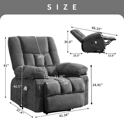 Power Lift Recliner Chair Recliners for Elderly with Heat and Massage Recliner Chair for Living Room with Infinite Position and Side Pocket,Usb Charge Port,Grey