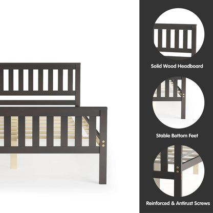 Full Wood Platform Bed with Headboard and Footboard Mattress Foundation