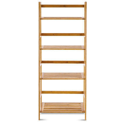 Multifunctional 4 Shelf Bamboo Bookcase Ladder Plant Flower Stand Rack Storage