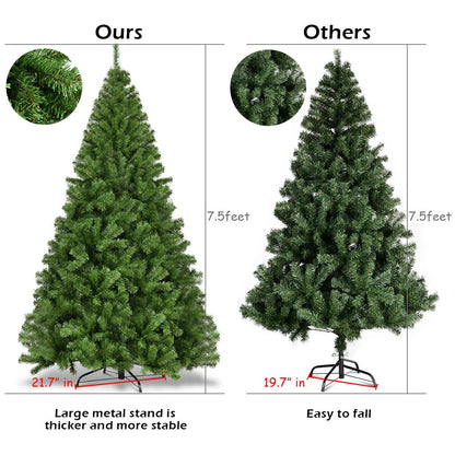 7.5FT PVC Christmas Tree 1346 Tips Hinged Solid Metal Leg