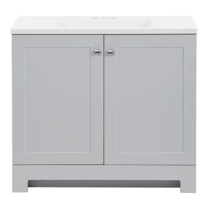 36 In. Single Sink Bath Pearl Gray Vanity with Cultured Marble Top (Assembled)