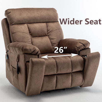 Oversized Massage Recliner Chair with Heat,  Large Electric Power Lift Recliner Chair for Big and Tall and Elderly with Hidden Cup Holder, 350Lb, Home Theater Accent Chairs, Dark Brown